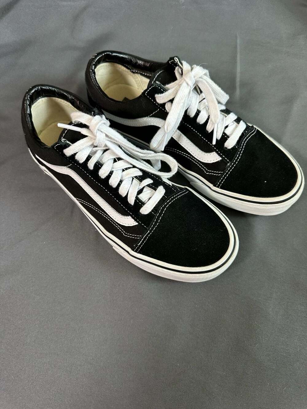 Vans Old Skool Size 8.5 Black White Canvas Suede Sneakers